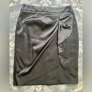 Gisele Satin like front ruffle pencil evening skirt